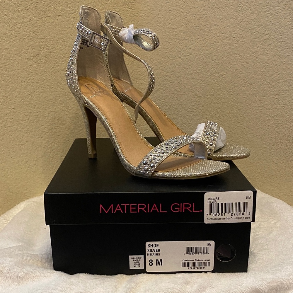 Material Girl Glittering Silver Heels